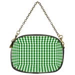 Christmas Green Velvet Large Gingham Check Plaid Pattern Chain Purses (Two Sides)  Front