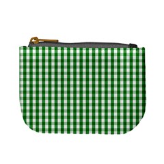 Christmas Green Velvet Large Gingham Check Plaid Pattern Mini Coin Purses