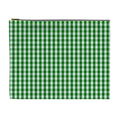 Christmas Green Velvet Large Gingham Check Plaid Pattern Cosmetic Bag (xl) by PodArtist