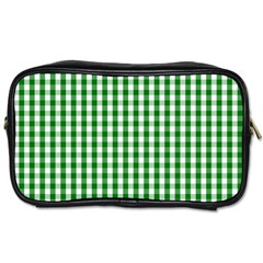 Christmas Green Velvet Large Gingham Check Plaid Pattern Toiletries Bags 2-side by PodArtist