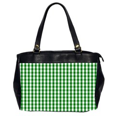 Christmas Green Velvet Large Gingham Check Plaid Pattern Office Handbags (2 Sides) 