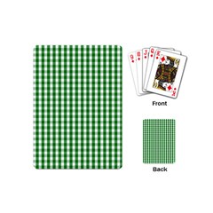 Christmas Green Velvet Large Gingham Check Plaid Pattern Playing Cards (mini)  by PodArtist