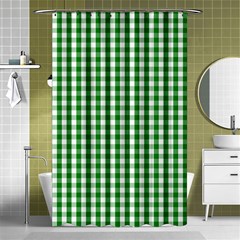 Christmas Green Velvet Large Gingham Check Plaid Pattern Shower Curtain 48  X 72  (small) 