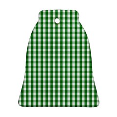 Christmas Green Velvet Large Gingham Check Plaid Pattern Bell Ornament (two Sides)