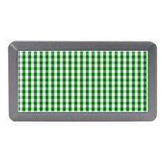 Christmas Green Velvet Large Gingham Check Plaid Pattern Memory Card Reader (mini)