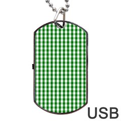 Christmas Green Velvet Large Gingham Check Plaid Pattern Dog Tag Usb Flash (one Side) by PodArtist