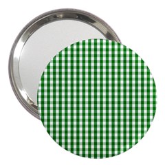 Christmas Green Velvet Large Gingham Check Plaid Pattern 3  Handbag Mirrors by PodArtist