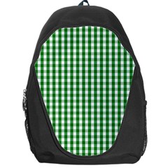 Christmas Green Velvet Large Gingham Check Plaid Pattern Backpack Bag by PodArtist