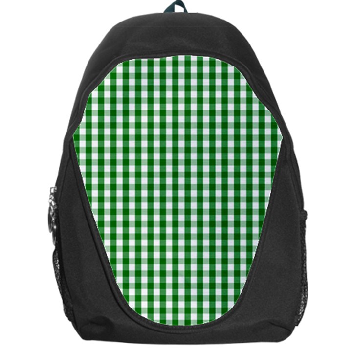 Christmas Green Velvet Large Gingham Check Plaid Pattern Backpack Bag