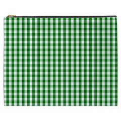 Christmas Green Velvet Large Gingham Check Plaid Pattern Cosmetic Bag (xxxl)  by PodArtist