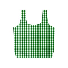 Christmas Green Velvet Large Gingham Check Plaid Pattern Full Print Recycle Bags (s) 