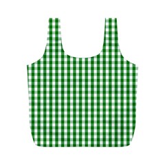 Christmas Green Velvet Large Gingham Check Plaid Pattern Full Print Recycle Bags (m)  by PodArtist