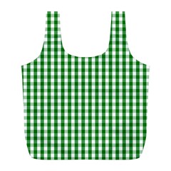 Christmas Green Velvet Large Gingham Check Plaid Pattern Full Print Recycle Bags (l) 