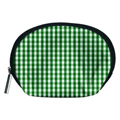 Christmas Green Velvet Large Gingham Check Plaid Pattern Accessory Pouches (medium)  by PodArtist