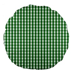 Christmas Green Velvet Large Gingham Check Plaid Pattern Large 18  Premium Flano Round Cushions