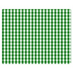 Christmas Green Velvet Large Gingham Check Plaid Pattern Double Sided Flano Blanket (medium)  by PodArtist