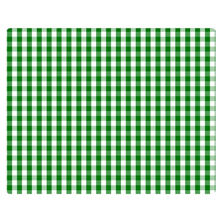 Christmas Green Velvet Large Gingham Check Plaid Pattern Double Sided Flano Blanket (Medium) 