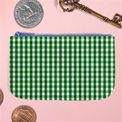 Christmas Green Velvet Large Gingham Check Plaid Pattern Large Coin Purse by PodArtist