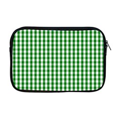 Christmas Green Velvet Large Gingham Check Plaid Pattern Apple Macbook Pro 17  Zipper Case by PodArtist