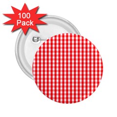 Christmas Red Velvet Large Gingham Check Plaid Pattern 2 25  Buttons (100 Pack)  by PodArtist