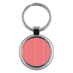 Christmas Red Velvet Large Gingham Check Plaid Pattern Key Chains (round)  by PodArtist