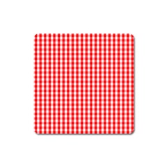 Christmas Red Velvet Large Gingham Check Plaid Pattern Square Magnet