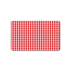 Christmas Red Velvet Large Gingham Check Plaid Pattern Magnet (name Card) by PodArtist