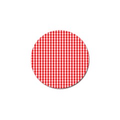 Christmas Red Velvet Large Gingham Check Plaid Pattern Golf Ball Marker (4 Pack) by PodArtist