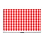 Christmas Red Velvet Large Gingham Check Plaid Pattern Business Card Holders Front