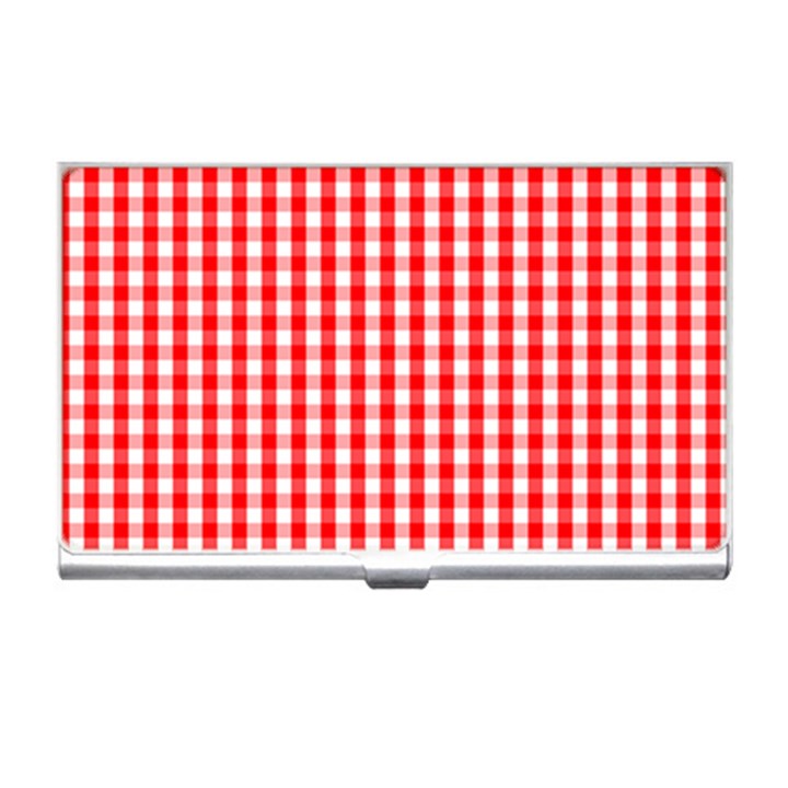 Christmas Red Velvet Large Gingham Check Plaid Pattern Business Card Holders