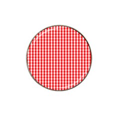 Christmas Red Velvet Large Gingham Check Plaid Pattern Hat Clip Ball Marker by PodArtist