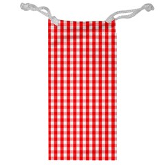 Christmas Red Velvet Large Gingham Check Plaid Pattern Jewelry Bag