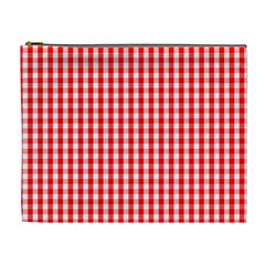 Christmas Red Velvet Large Gingham Check Plaid Pattern Cosmetic Bag (xl) by PodArtist