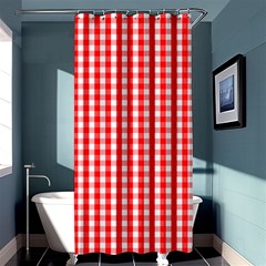 Christmas Red Velvet Large Gingham Check Plaid Pattern Shower Curtain 36  X 72  (stall)  by PodArtist