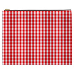 Christmas Red Velvet Large Gingham Check Plaid Pattern Cosmetic Bag (xxxl)  by PodArtist