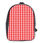 Christmas Red Velvet Large Gingham Check Plaid Pattern School Bags (XL)  Front