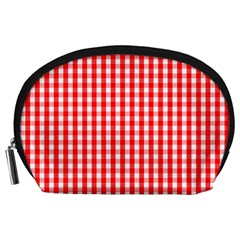 Christmas Red Velvet Large Gingham Check Plaid Pattern Accessory Pouches (large)  by PodArtist