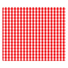 Christmas Red Velvet Large Gingham Check Plaid Pattern Double Sided Flano Blanket (small)  by PodArtist