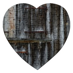 Alpine Hut Almhof Old Wood Grain Jigsaw Puzzle (heart) by BangZart