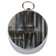 Alpine Hut Almhof Old Wood Grain Silver Compasses by BangZart