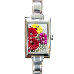 Flowers Gerbera Floral Spring Rectangle Italian Charm Watch by BangZart