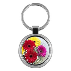 Flowers Gerbera Floral Spring Key Chains (round) 