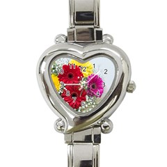 Flowers Gerbera Floral Spring Heart Italian Charm Watch by BangZart