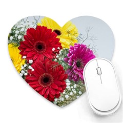 Flowers Gerbera Floral Spring Heart Mousepads by BangZart