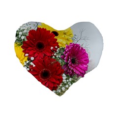 Flowers Gerbera Floral Spring Standard 16  Premium Heart Shape Cushions by BangZart