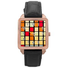 Mozaico Colors Glass Church Color Rose Gold Leather Watch  by BangZart