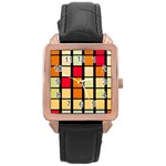 Mozaico Colors Glass Church Color Rose Gold Leather Watch  Front