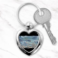 Wave Concentric Waves Circles Water Key Chains (heart)  by BangZart