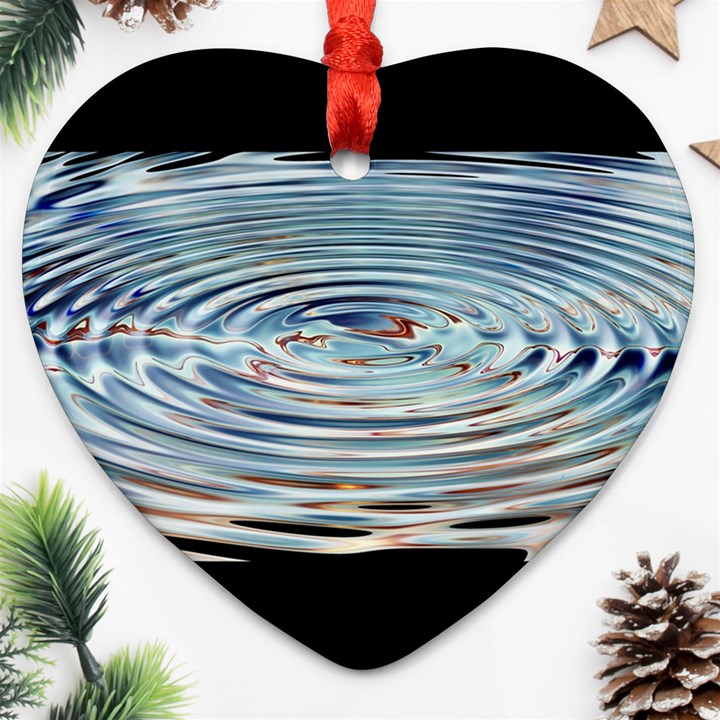 Wave Concentric Waves Circles Water Heart Ornament (Two Sides)