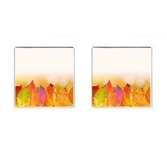 Autumn Leaves Colorful Fall Foliage Cufflinks (square) by BangZart